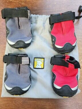 Vibram Grip Trex Dog Boots Set of 4 Mix Red Grey Paw Protection Ruffwear
